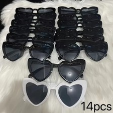 Heart Shape Sunglasses UV400 Plastic Frame Party Festival Retro Glasses 14 Pcs