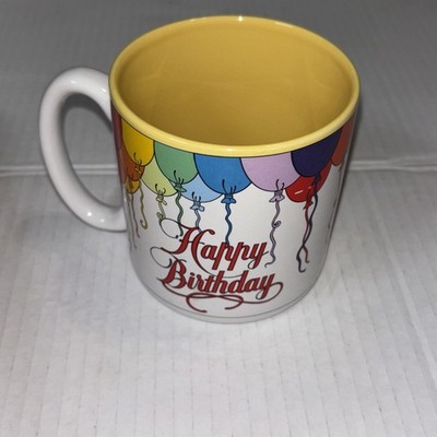 Vintage Happy Birthday Mug By Bogart & Co. Rainbow, Art, Balloons 80s Gift