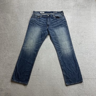 GAP Herren Jeans Hose W38 L32 Regular Fit Straight Leg Logo 8002 Blau Denim