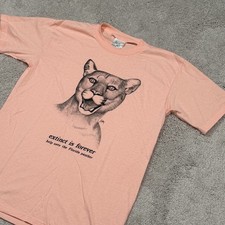 VTG 80s-90s Sea Teez Florida Panther T Shirt Peach Single Stitch Made in USA L