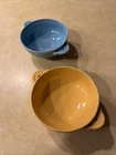 Vintage Fiestaware cream soup bowls Light Blue and Yellow Set Of 2