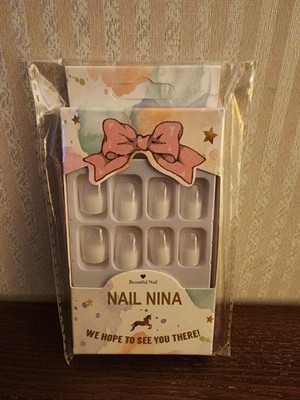 Nail Nina Press-On Nail. Short Shiny White Nails. Brand New In Box Free Shipping