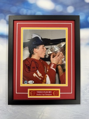 Theo Fleury Signed 8x10 Photo Jsa Auto Custom Framed Calgary Flames