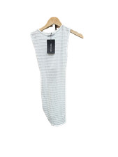 PrettyLittleThing Shape Bodycon Dress UK 8 Cream Textured Ruched Cut Out Midi