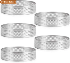 Perforated Stainless Steel Tart Ring for Baking - 3 Inch Round Pastry Mold