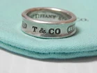 VINTAGE TIFFANY 1837 (1997) + POUCH STERLING SILVER CONCAVE BAND RING - sz: 7