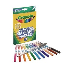Crayola 587813 Fine Tip Ultra-Clean Washable Markers - Assorted 12/Set New