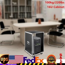 16U Cabinet Rolling Network Rack Audio Studio Video Telecom Equipment Rack Black