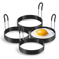 Eggs Rings, 4 Pack Stainless Steel Egg Cooking Pancake Mold for Black 