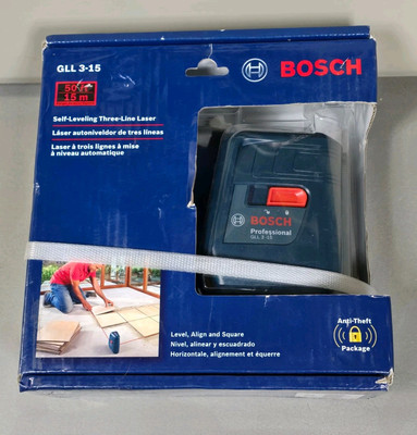 BOSCH Self-Leveling Three-Line Laser Range 50' Model GLL 3-15 New Sealed