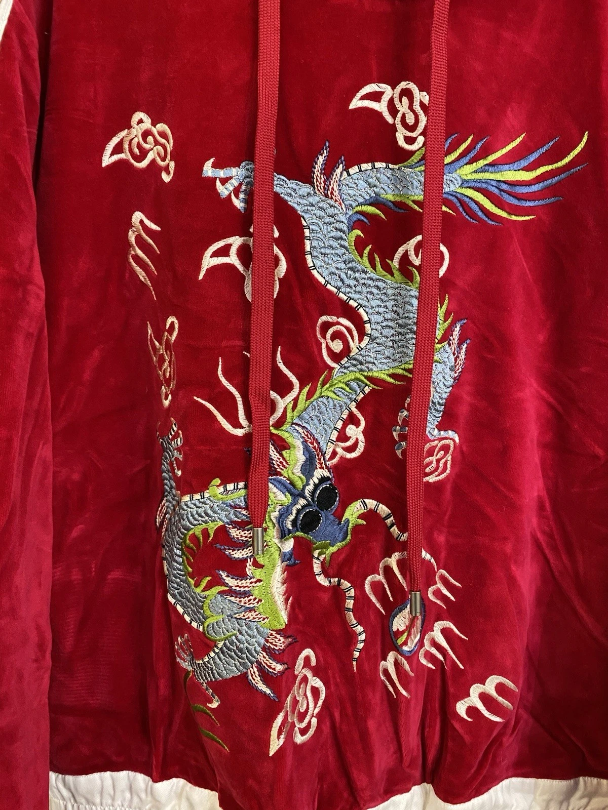 Felpa con cappuccio Gucci 2017 Dragon in velluto ricamato taglia M