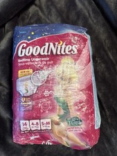 GoodNites Disney Fairies Tinkerbelle S-M 38-65lbs, 14 Count Package NEW vintage