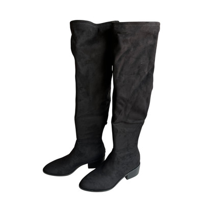 Steve Madden Georgette Black Over The Knee Boots Block Heels Womens Size 8