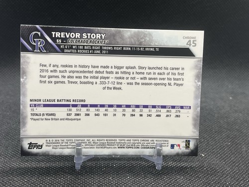 TREVOR STORY ⚾️ 2016 Topps Chrome Rookie #45 | Colorado Rockies - Bild 2 von 2