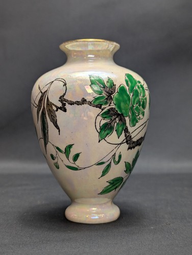 Antike Shelley indische Pfingstrose kleine Baluster Vase Perlenglanz Ware sehr guter Zustand - Bild 4 von 14