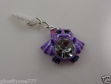Halloween purple glitter bat bling Cell phone Charm ear cap dust caps purse