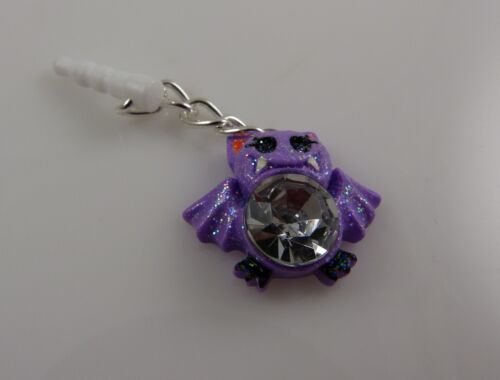 Halloween purple glitter bat bling Cell phone Charm ear cap dust caps purse  - Picture 1 of 4