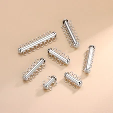 925 Sterling Silver 2 3 4 5 6 7 8 Multi-strand Tube Slide Clasp Connector A2823