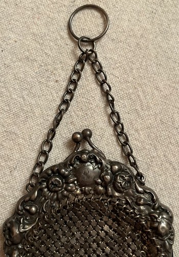 Antica borsa e cornice in argento sterling incisa "B", datata 1902 splendida! - Foto 18 di 23