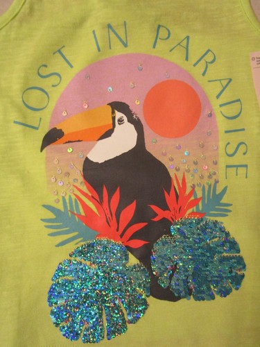 NWT ~ GIRLS TOUCAN GREEN SEQUINED VEST ~ SMALL 7 ~ LOST IN PARADISE ~ 26" CHEST - Picture 2 of 5