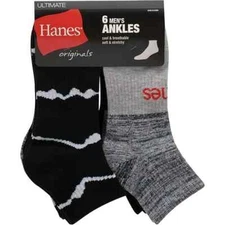 Hanes Originals Men's  Ankle Socks Ultimate shoe size 6-12