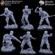 PLASTIC PLATOON German paratroopers Battle of Crete set#1  WW2 1:32 MEGA RARE