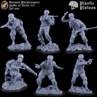 PLASTIC PLATOON German paratroopers Battle of Crete set#1 WW2 1:32