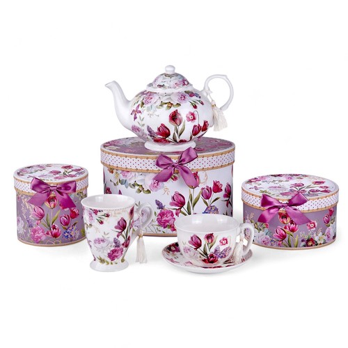 STPGOODS Tulip Bone China Mug Porcelain Cup Coffee Tea Mug Flowers Mug 9.5 oz - Picture 6 of 11