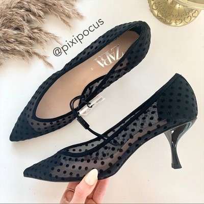black mid height heels