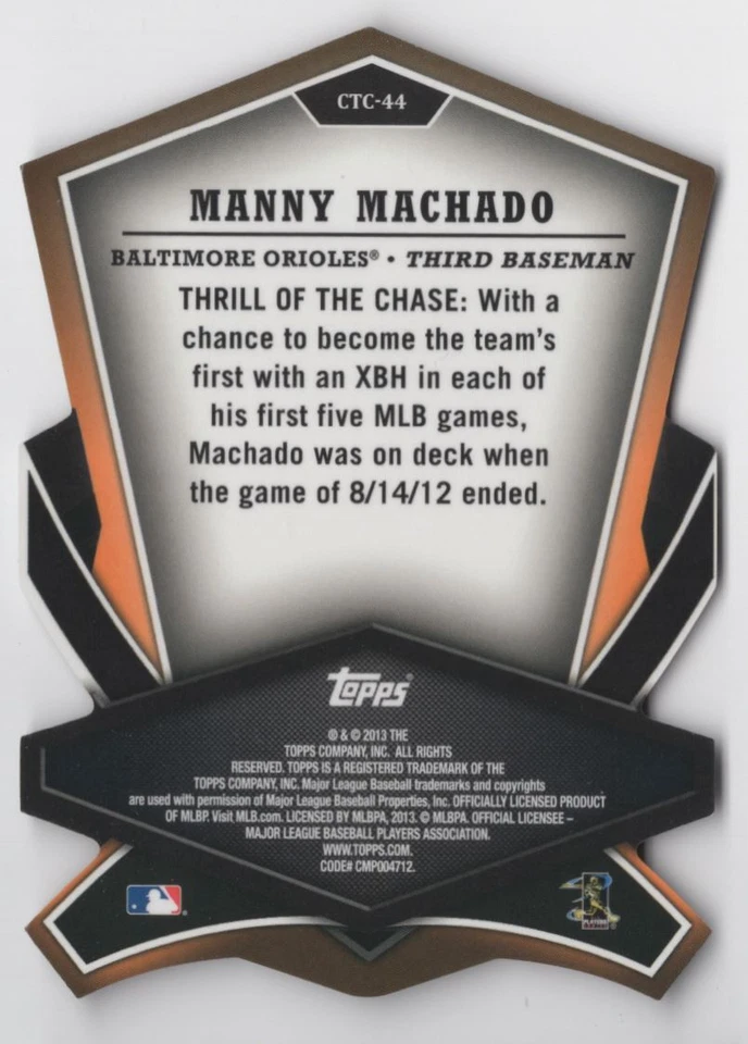 2013 Topps Cut to the Chase Manny Machado Baltimore Orioles #CTC-44 - Image 2 of 2