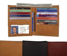 Genuine Leather Mens Bifold Wallet Hipster Cowhide Tall European Credit Card New