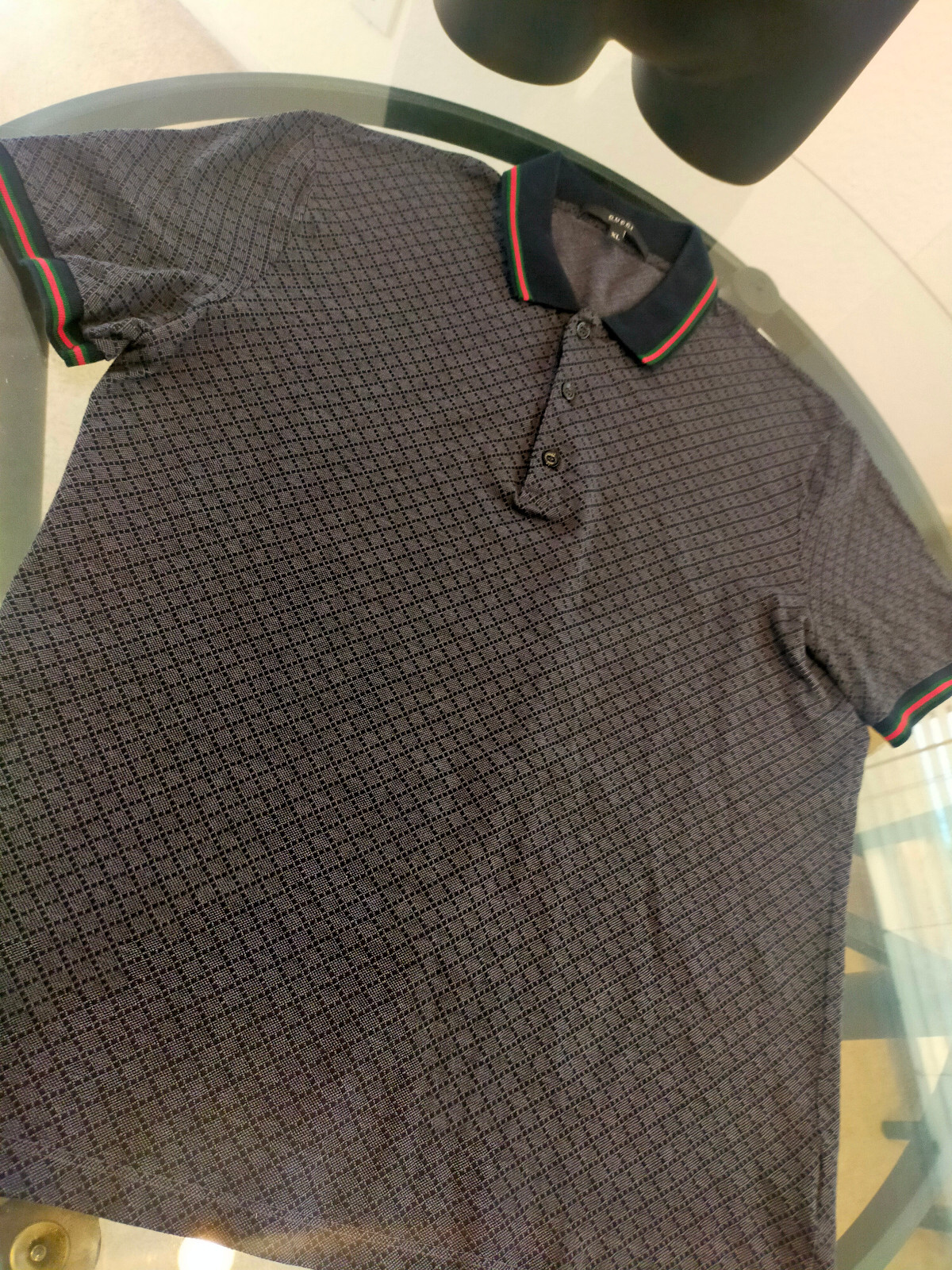 Gucci Diamond Patterned Dark Gray Polo Shirt Size… - image 6
