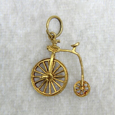 Vintage 9 kt 9 kt Gelbgold Nuvo Penny Farthing Charm