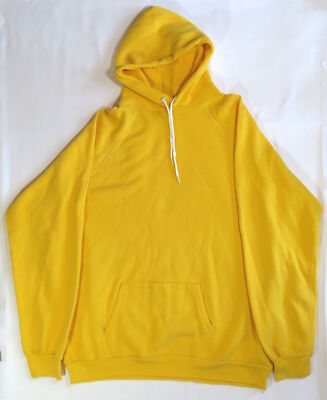 1970's Vintage Hooded Sweatshirt Blank Yellow Athletic 50/50 RN 14179  2X/XXL