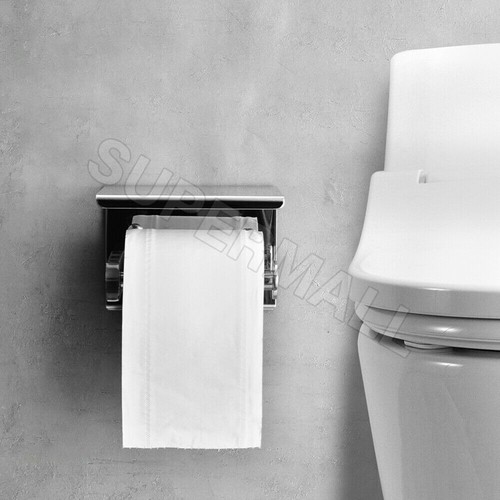 304 Stainless Steel Toilet Roll Holder Paper with Shelf Bathroom Wall Mounted OZ - Picture 10 of 10