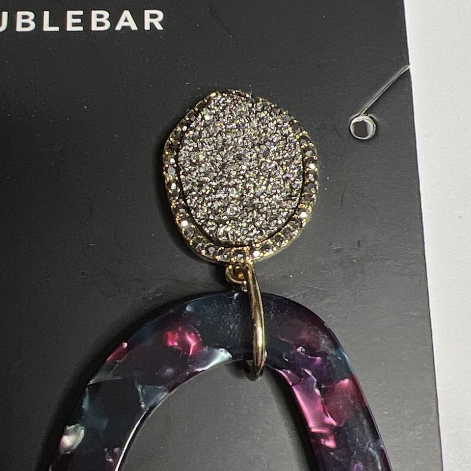 Pendientes perforados grandes BAUBLEBAR estrás negros púrpura manchas negras y azules Foto 4 de 4