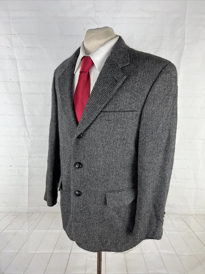 Blazer Otoño/Invierno Savile Row Para Hombre Gris Oscuro Lana Texturizada 40S $695 Foto 3 de 4