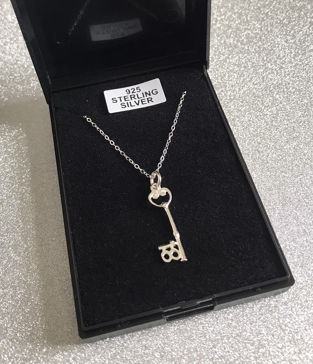 925 Sterling Silver 18th Birthday Key Pendant 18