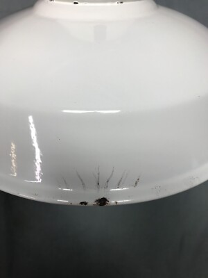 Antique White Gas Station Porcelain Pan Style Light Fixture 13