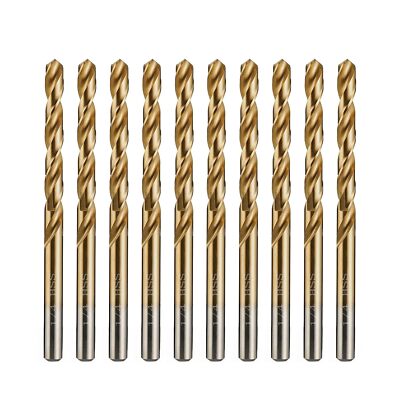 10PCS 1/16''-1/4'' HSS Jobber Drill Bit Titanium Coated Twist Metal Tools