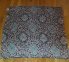 Wyoming Traders Blue Aqua Western Ornate Paisley 100% Silk Square Scarf 34"