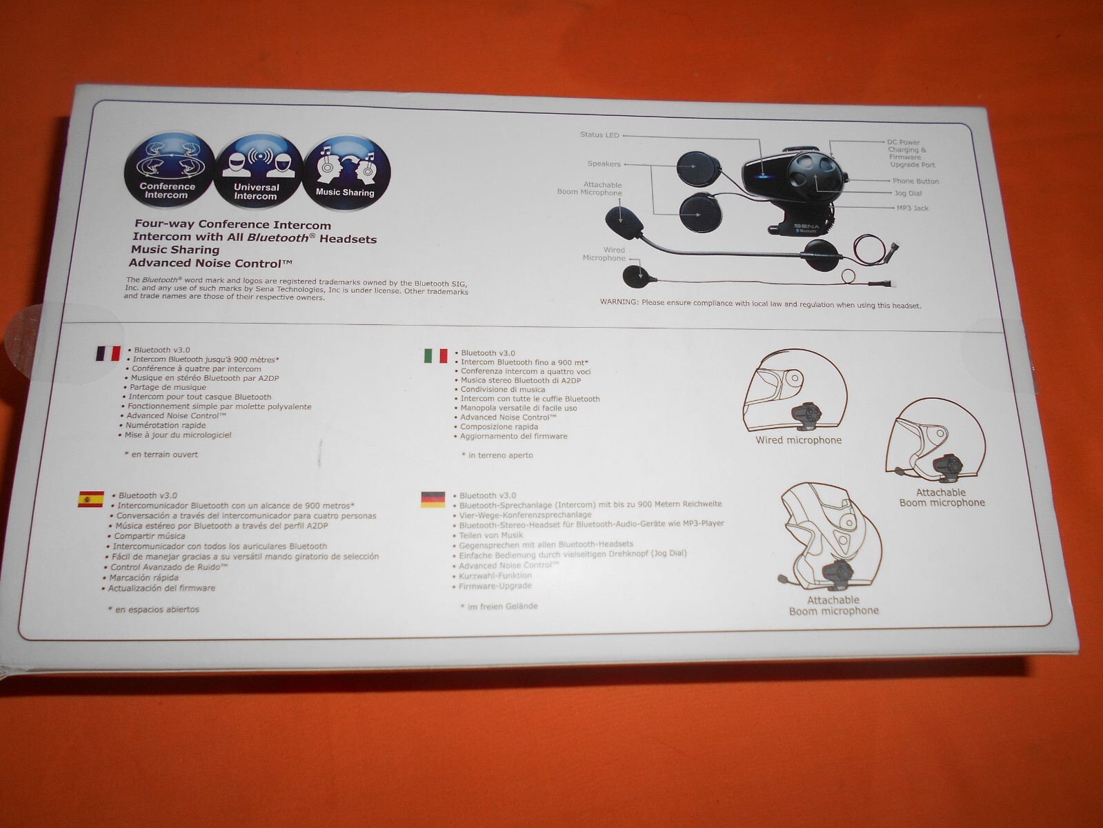 Sena SMH10 Single Motorcycle Noise Control Bluetooth Headset with Intercom