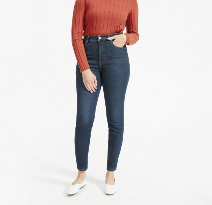 Everlane The High Rise Skinny Jeans Dark Blue Wash Size 28 Ankle