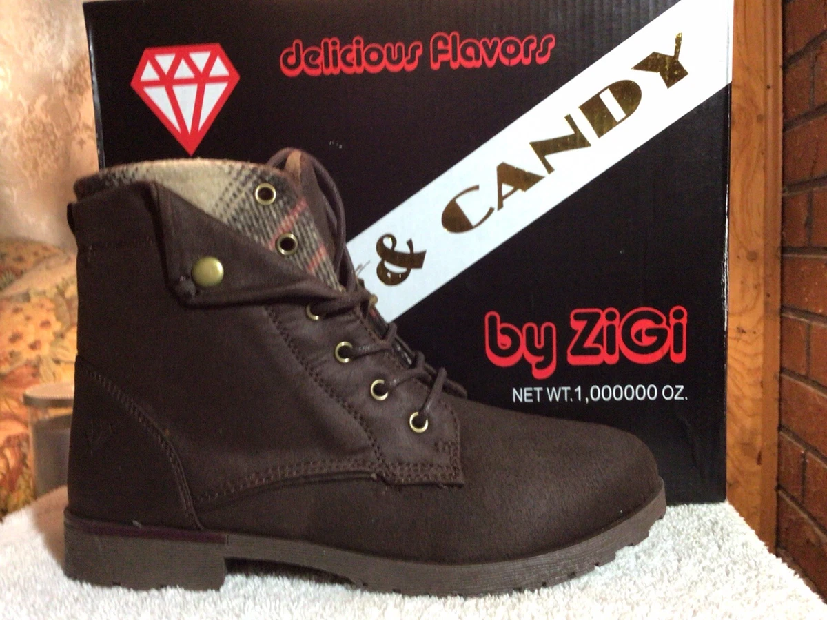 Womens Rock Candy Tavin Faux Fur Closed Toe Ankle Fashion Brown Sz 8