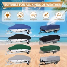 11ft-22ft Waterproof Boat Cover Trailerable Pontoon/V-Hull Fishing Heavy Duty