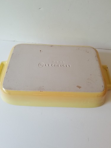 LE CREUSET 10"x 7" HERITAGE Stoneware Casserole Baking Dish 08-05 Yellow Enamel - Picture 4 of 7