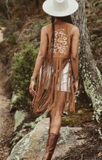 Spell & the Gypsy Joni suede vest in tan Size M/L