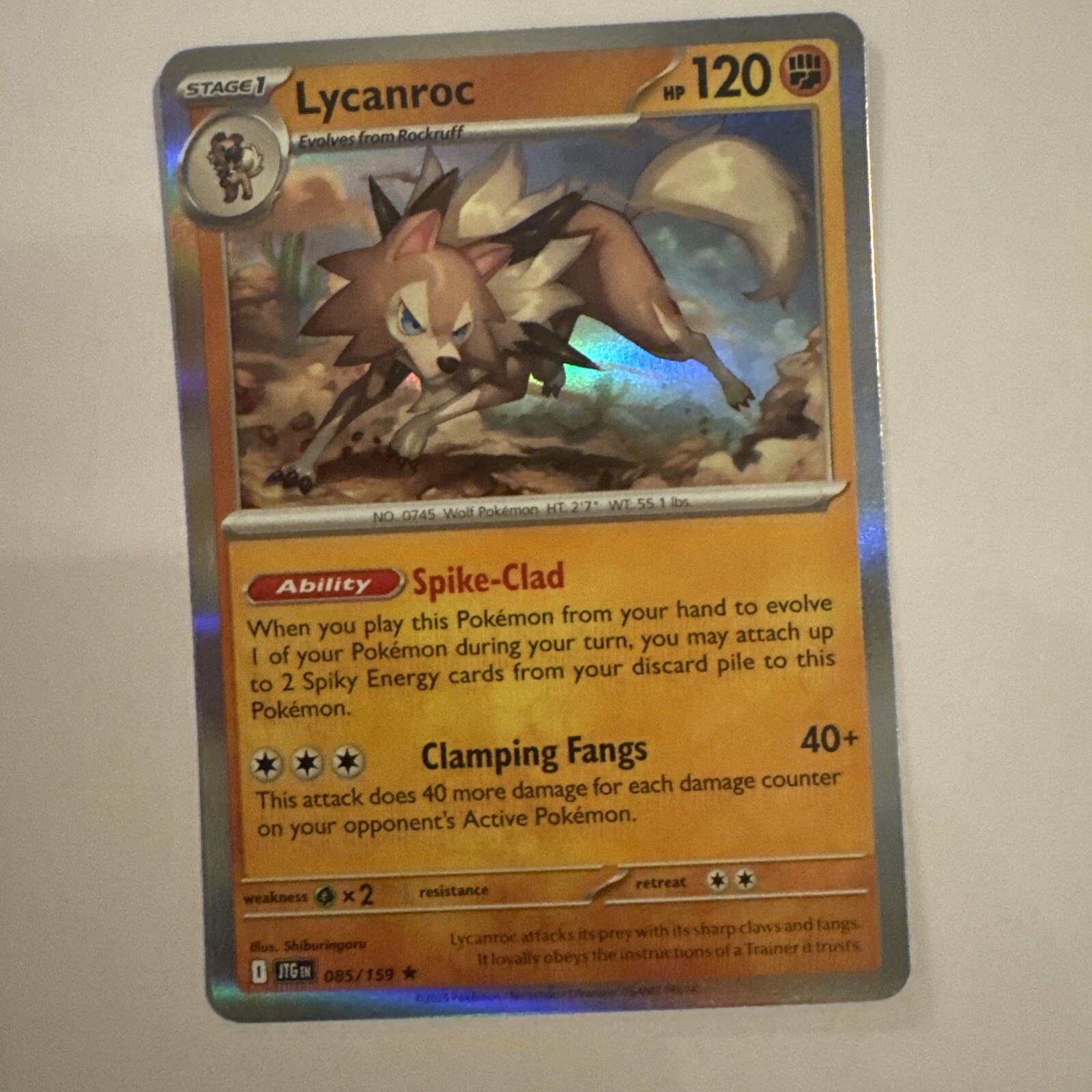 Lycanroc (085/159) Reverse Holo- Journey Together - Near Mint - Scarlet & Violet