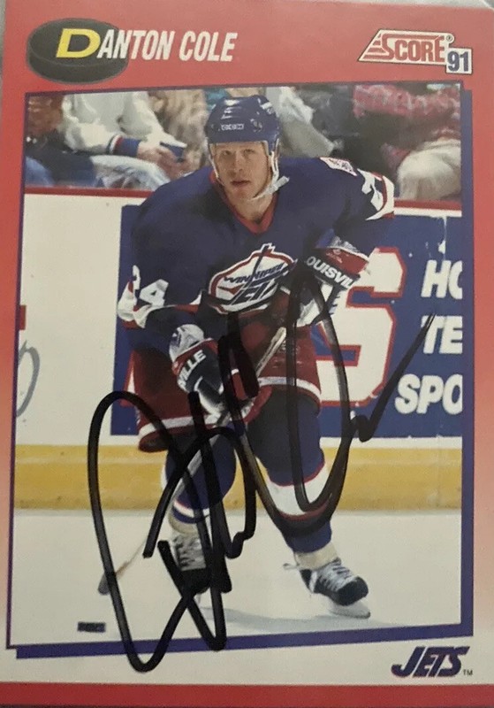 Danton Cole autographed Winnipeg Jets hockey card