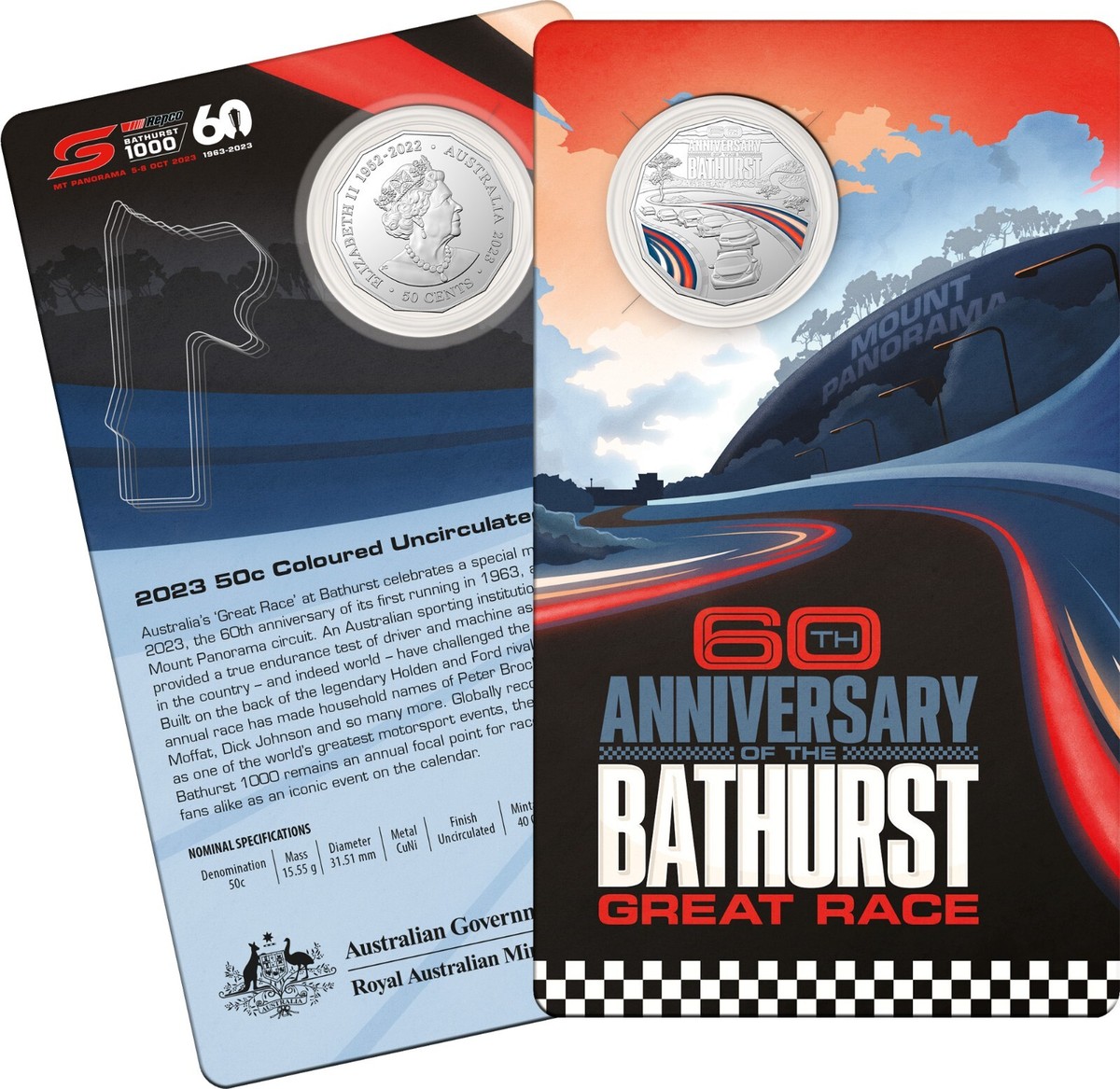 AUSTRALIA 2023 BATHURST RACE 60TH ANNIVERSARY 50 CENTS UNCIRCULATED COIN |  eBay Australia